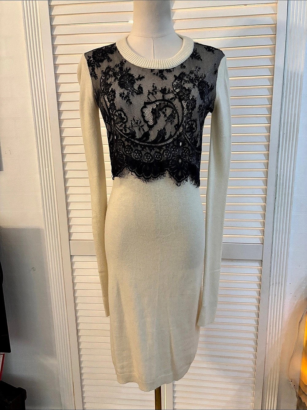 Alexander McQueen Floral Lace Overlay Midi Dress in Cream Small